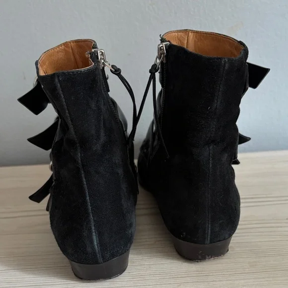 Isabel Marant Black Leather & Suede Buckle Ankle Boots - Picture 6 of 6